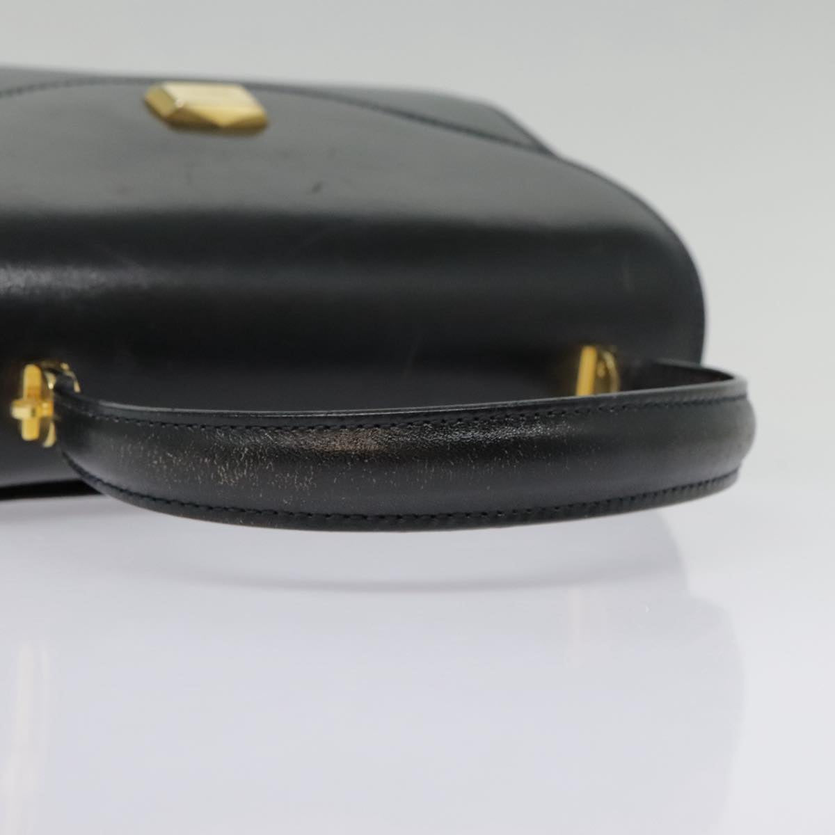 BALLY Hand Bag Leather Black Gold Auth bs18515