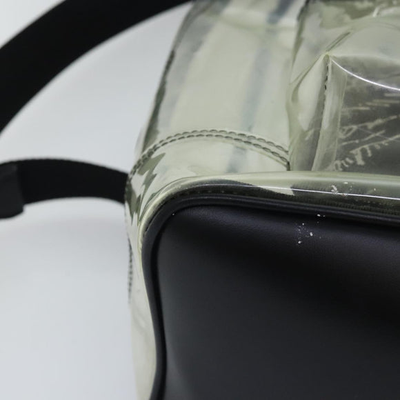 BALLY Backpack Vinyl Clear Black Silver Auth bs18516