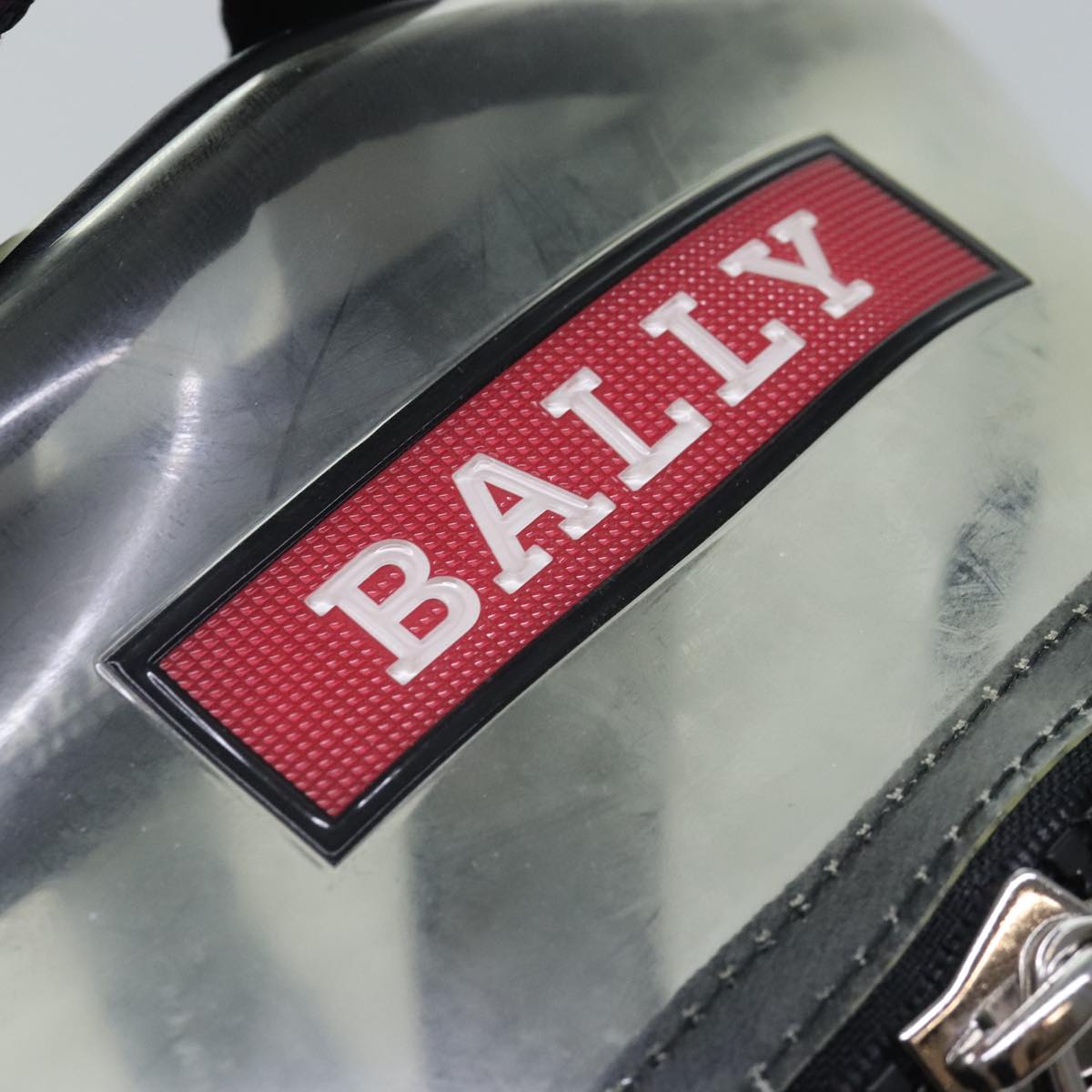 BALLY Backpack Vinyl Clear Black Silver Auth bs18516