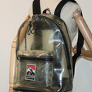 BALLY Backpack Vinyl Clear Black Silver Auth bs18516-24