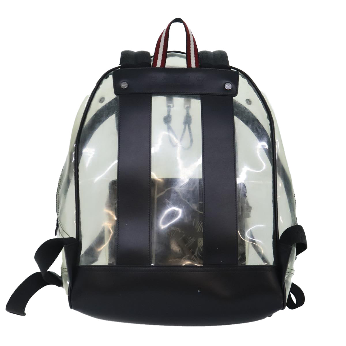 BALLY Backpack Vinyl Clear Black Silver Auth bs18516 - 0