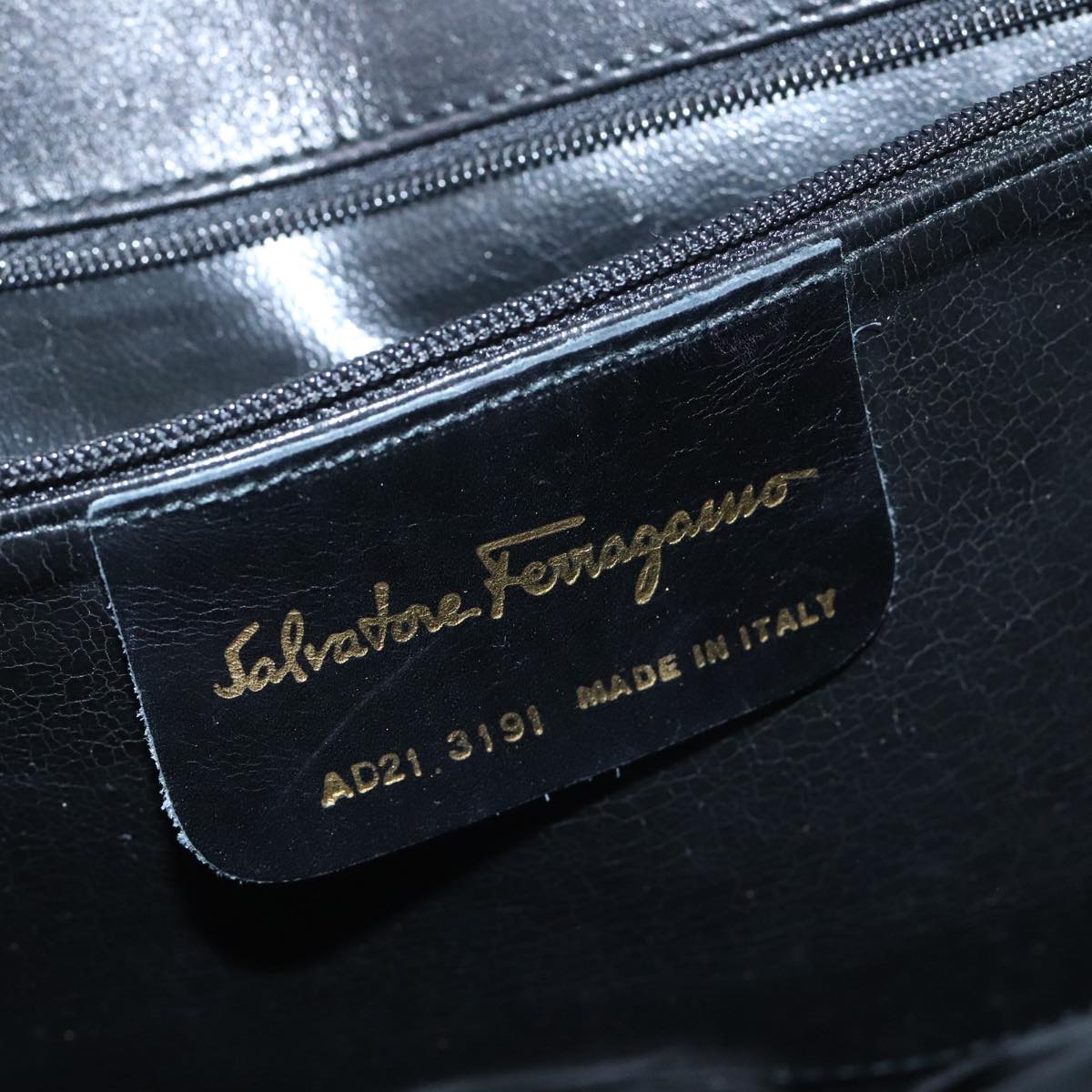 Salvatore Ferragamo Shoulder Bag Canvas Gold Black Auth bs18517