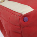 CHANEL Choco Bar Tote Bag Canvas Red Gold CC Auth bs18523-16