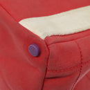 CHANEL Choco Bar Tote Bag Canvas Red Gold CC Auth bs18523-9