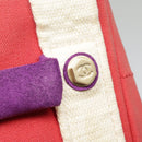 CHANEL Choco Bar Tote Bag Canvas Red Gold CC Auth bs18523-10