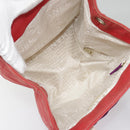 CHANEL Choco Bar Tote Bag Canvas Red Gold CC Auth bs18523-11