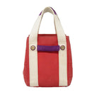 CHANEL Choco Bar Tote Bag Canvas Red Gold CC Auth bs18523-2