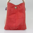 CHANEL Choco Bar Tote Bag Canvas Red Gold CC Auth bs18523-4