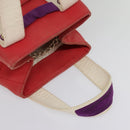 CHANEL Choco Bar Tote Bag Canvas Red Gold CC Auth bs18523-6