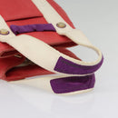 CHANEL Choco Bar Tote Bag Canvas Red Gold CC Auth bs18523-7