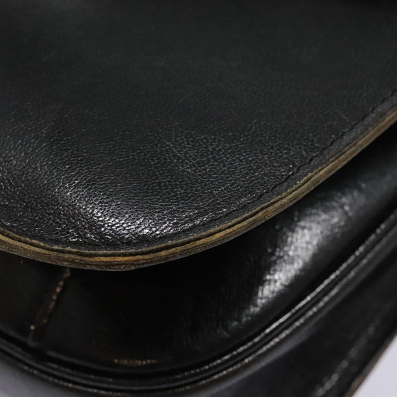 SAINT LAURENT Shoulder Bag Leather Black Silver Auth bs18524