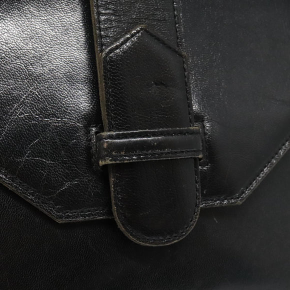 SAINT LAURENT Shoulder Bag Leather Black Silver Auth bs18524