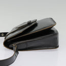 SAINT LAURENT Shoulder Bag Leather Black Silver Auth bs18524-3