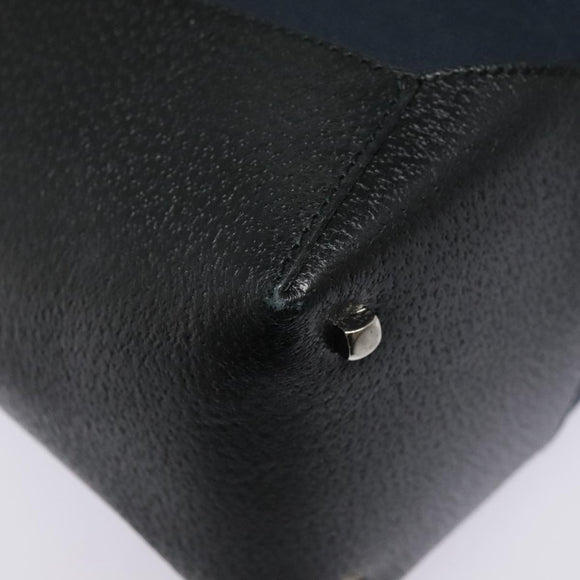 Salvatore Ferragamo Tote Bag Canvas Navy Silver Auth bs18544