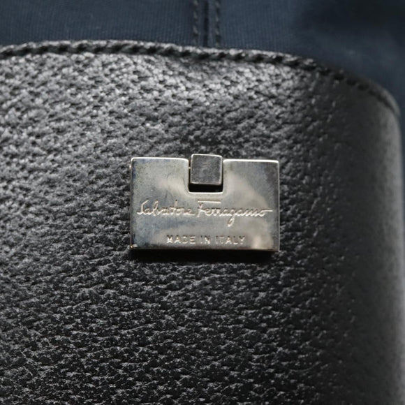 Salvatore Ferragamo Tote Bag Canvas Navy Silver Auth bs18544