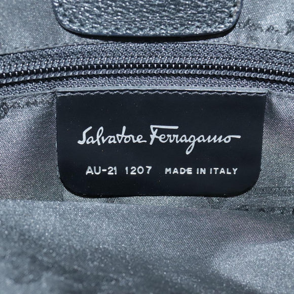 Salvatore Ferragamo Tote Bag Canvas Navy Silver Auth bs18544