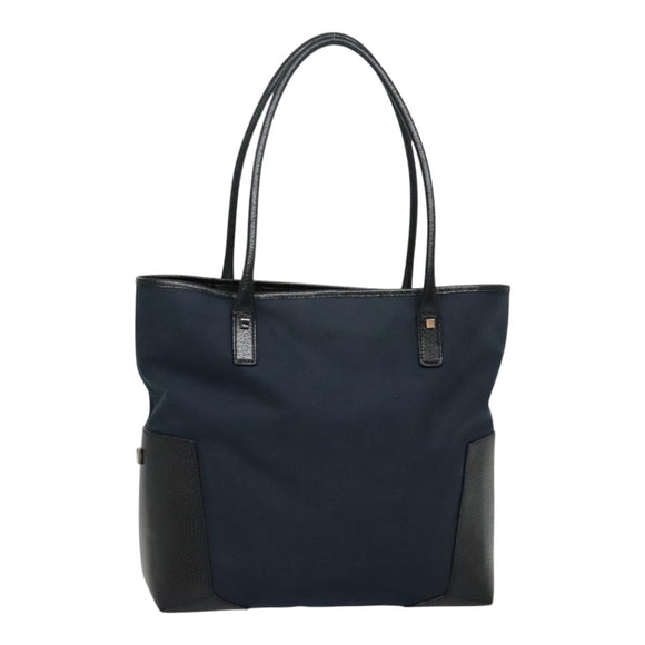 Salvatore Ferragamo Tote Bag Canvas Navy Silver Auth bs18544