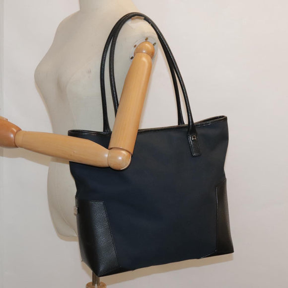 Salvatore Ferragamo Tote Bag Canvas Navy Silver Auth bs18544