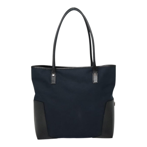 Salvatore Ferragamo Tote Bag Canvas Navy Silver Auth bs18544