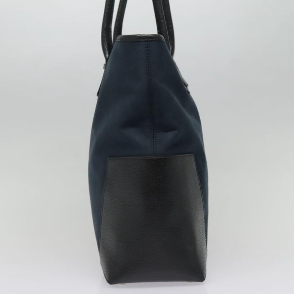 Salvatore Ferragamo Tote Bag Canvas Navy Silver Auth bs18544