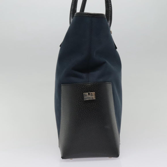 Salvatore Ferragamo Tote Bag Canvas Navy Silver Auth bs18544