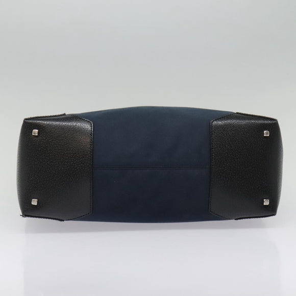 Salvatore Ferragamo Tote Bag Canvas Navy Silver Auth bs18544