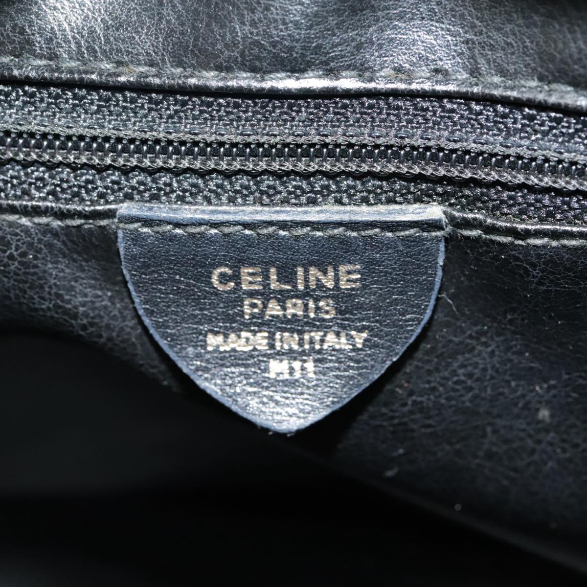 CELINE Shoulder Bag Leather Black Gold Auth bs18552