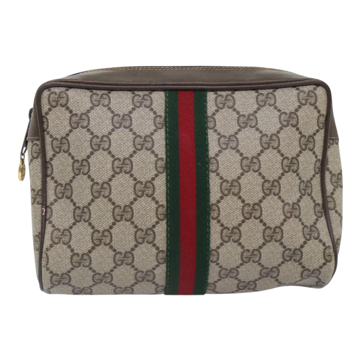 GUCCI GG Supreme Web Sherry Line Clutch Bag Beige 98 69 014 3553 Auth bs18557 - 0