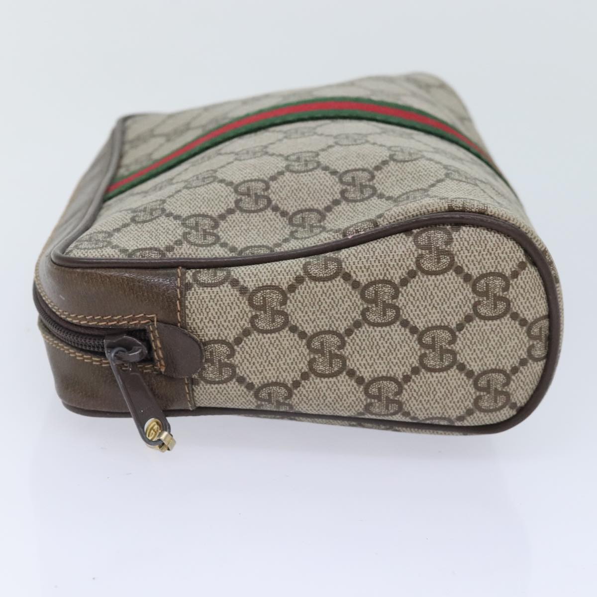 GUCCI GG Supreme Web Sherry Line Clutch Bag Beige 98 69 014 3553 Auth bs18557