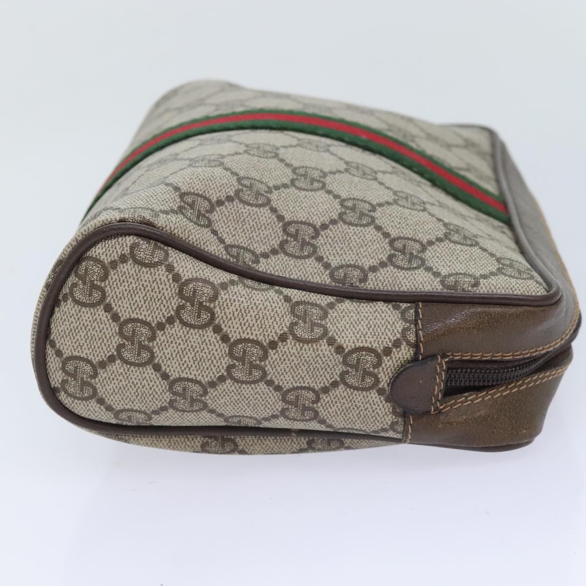 GUCCI GG Supreme Web Sherry Line Clutch Bag Beige 98 69 014 3553 Auth bs18557