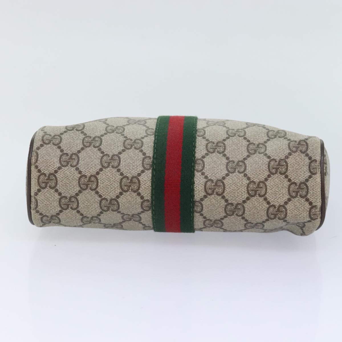 GUCCI GG Supreme Web Sherry Line Clutch Bag Beige 98 69 014 3553 Auth bs18557