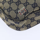 GUCCI GG Canvas Sherry Line Hand Bag Navy Silver Red 145811 Auth bs18558-11