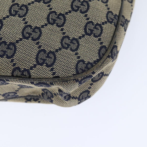 GUCCI GG Canvas Sherry Line Hand Bag Navy Silver Red 145811 Auth bs18558