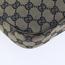 GUCCI GG Canvas Sherry Line Hand Bag Navy Silver Red 145811 Auth bs18558-13