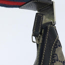 GUCCI GG Canvas Sherry Line Hand Bag Navy Silver Red 145811 Auth bs18558-14