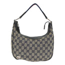 GUCCI GG Canvas Sherry Line Hand Bag Navy Silver Red 145811 Auth bs18558-2