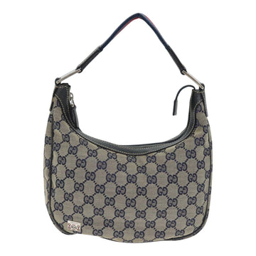 GUCCI GG Canvas Sherry Line Hand Bag Navy Silver Red 145811 Auth bs18558 - 0