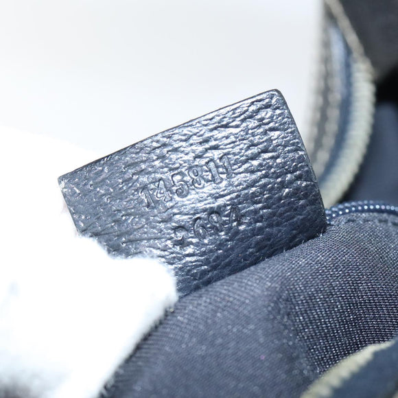 GUCCI GG Canvas Sherry Line Hand Bag Navy Silver Red 145811 Auth bs18558