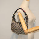 GUCCI GG Canvas Sherry Line Hand Bag Navy Silver Red 145811 Auth bs18558-21