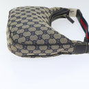 GUCCI GG Canvas Sherry Line Hand Bag Navy Silver Red 145811 Auth bs18558-4