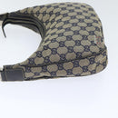 GUCCI GG Canvas Sherry Line Hand Bag Navy Silver Red 145811 Auth bs18558-5