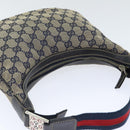 GUCCI GG Canvas Sherry Line Hand Bag Navy Silver Red 145811 Auth bs18558-6