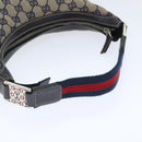 GUCCI GG Canvas Sherry Line Hand Bag Navy Silver Red 145811 Auth bs18558-7