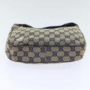 GUCCI GG Canvas Sherry Line Hand Bag Navy Silver Red 145811 Auth bs18558-9