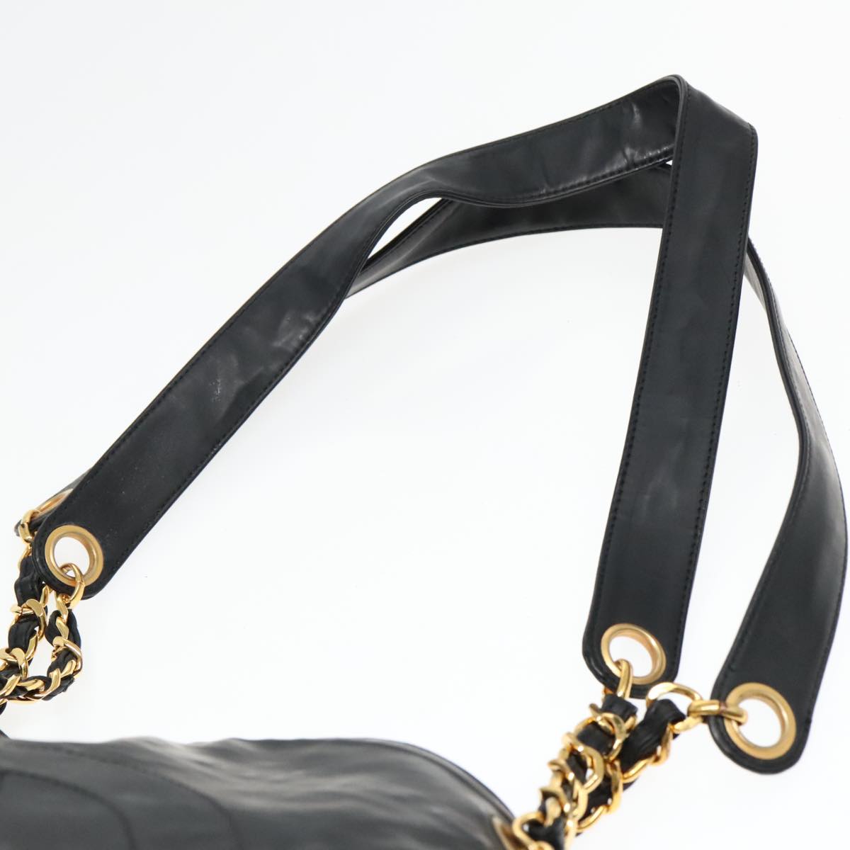 CHANEL COCO Mark Chain Shoulder Bag Patent leather Black Gold CC Auth bs18567