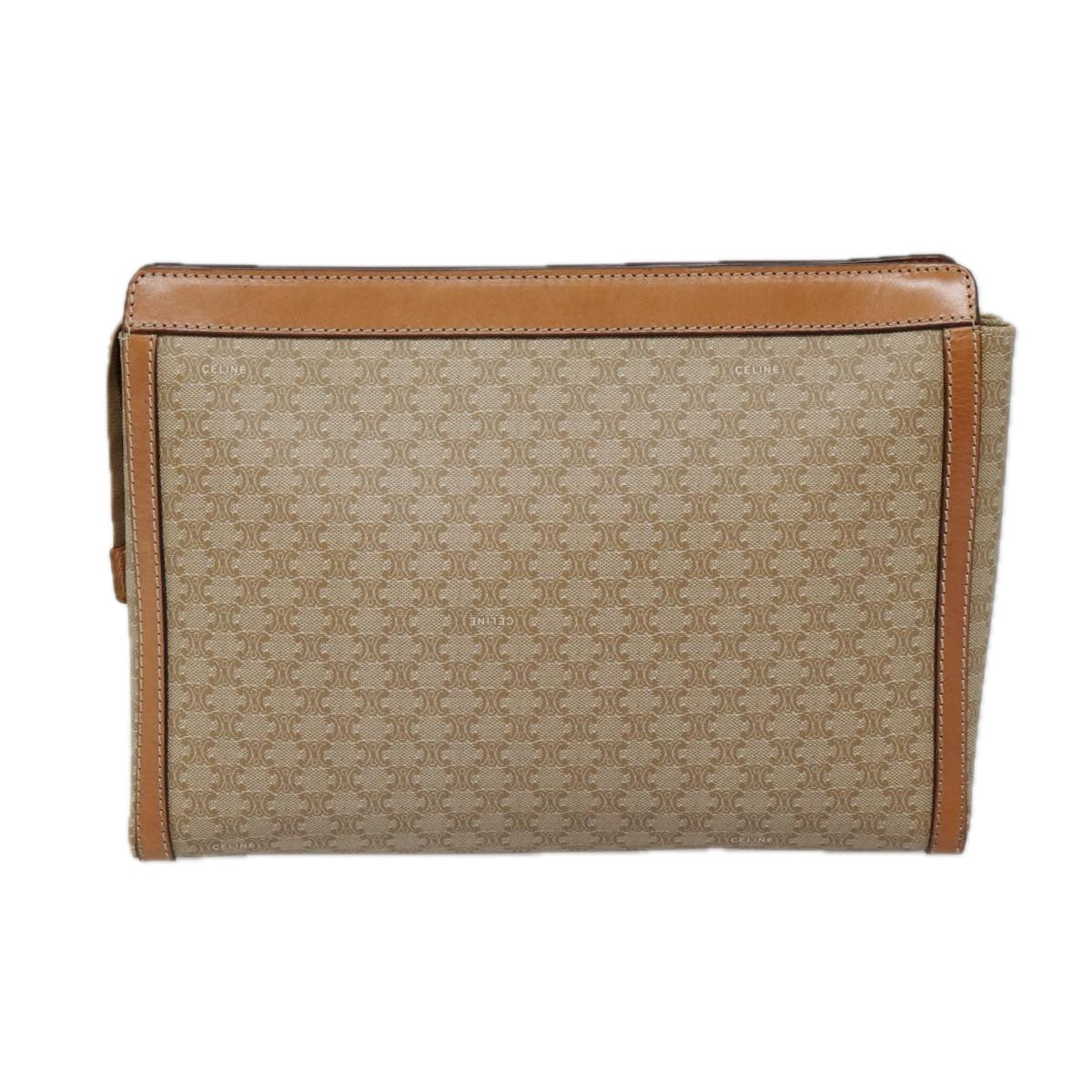 CELINE Macadam Canvas Clutch Bag Beige Gold Auth bs18568 - 0