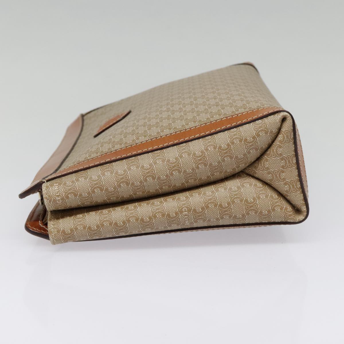 CELINE Macadam Canvas Clutch Bag Beige Gold Auth bs18568