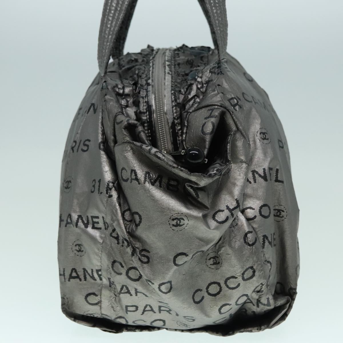 CHANEL Unlimited Tote Bag Nylon Silver CC Auth bs18573