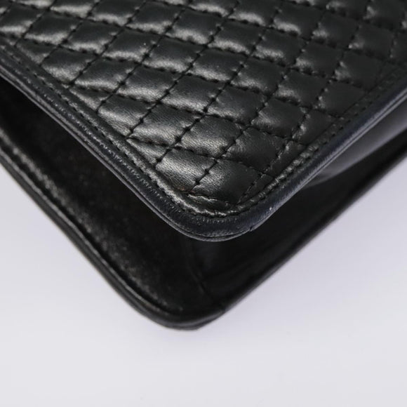 BALLY Hand Bag Leather Black Gold Auth bs18574