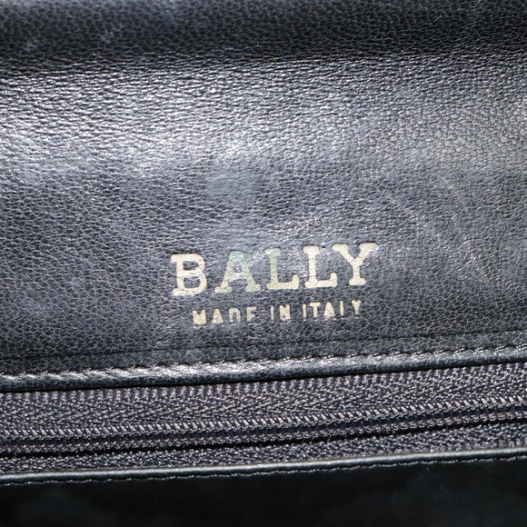 BALLY Hand Bag Leather Black Gold Auth bs18574